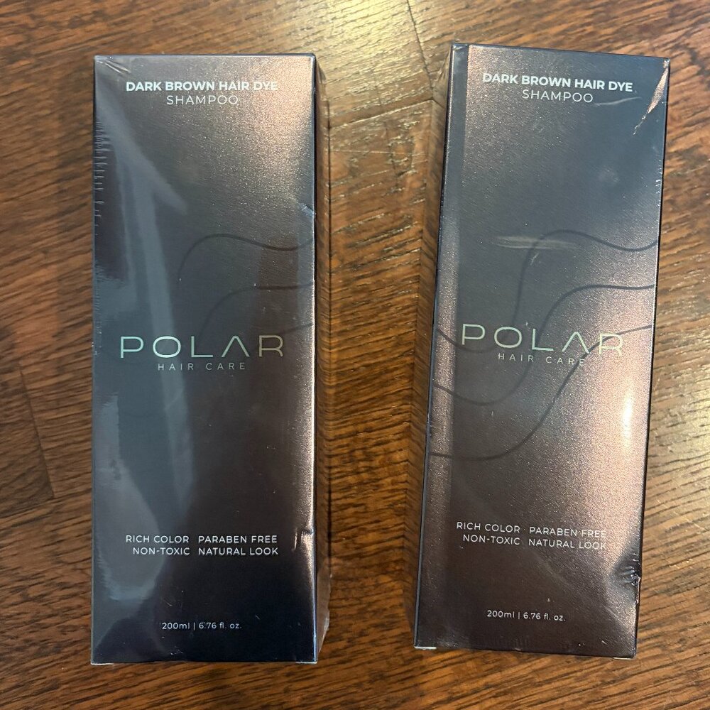 2 pack Polar Black Hair Dye Shampoo Dark Brown Non-toxic 6.7 oz  Sealed